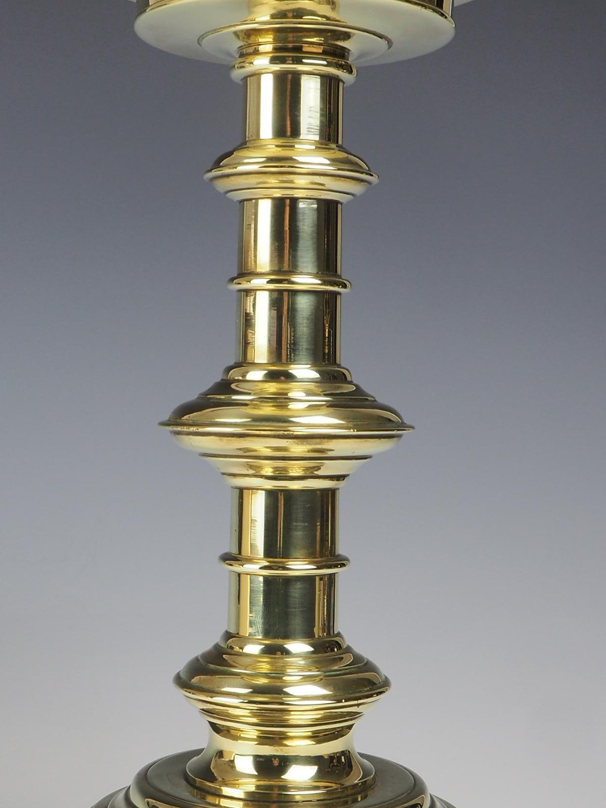 English 19th Century Pierced Brass Castellated Candle Holder For Sale 3