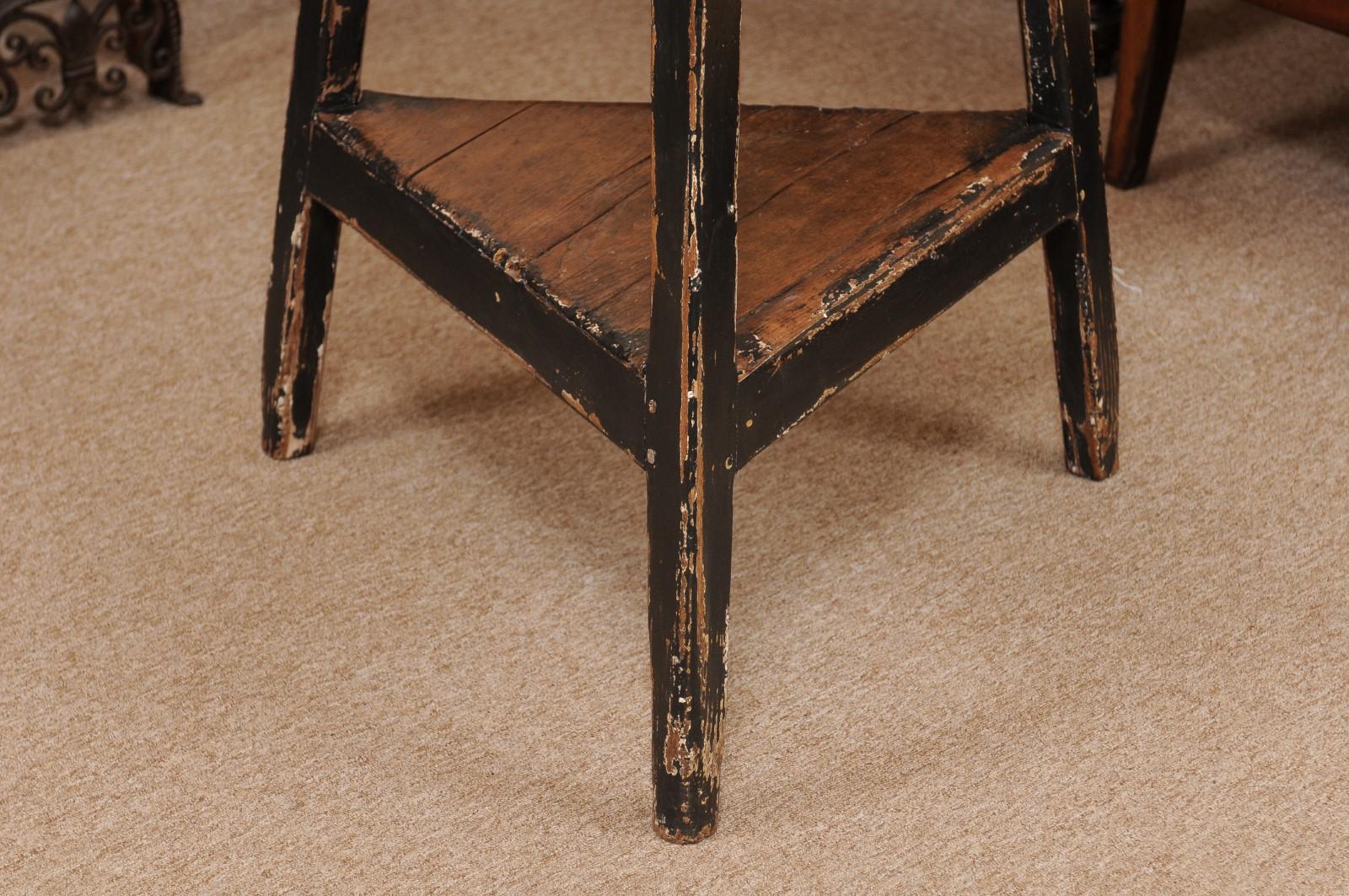 Oak English 19th Century Pine and Black Painted Round Cricket Table