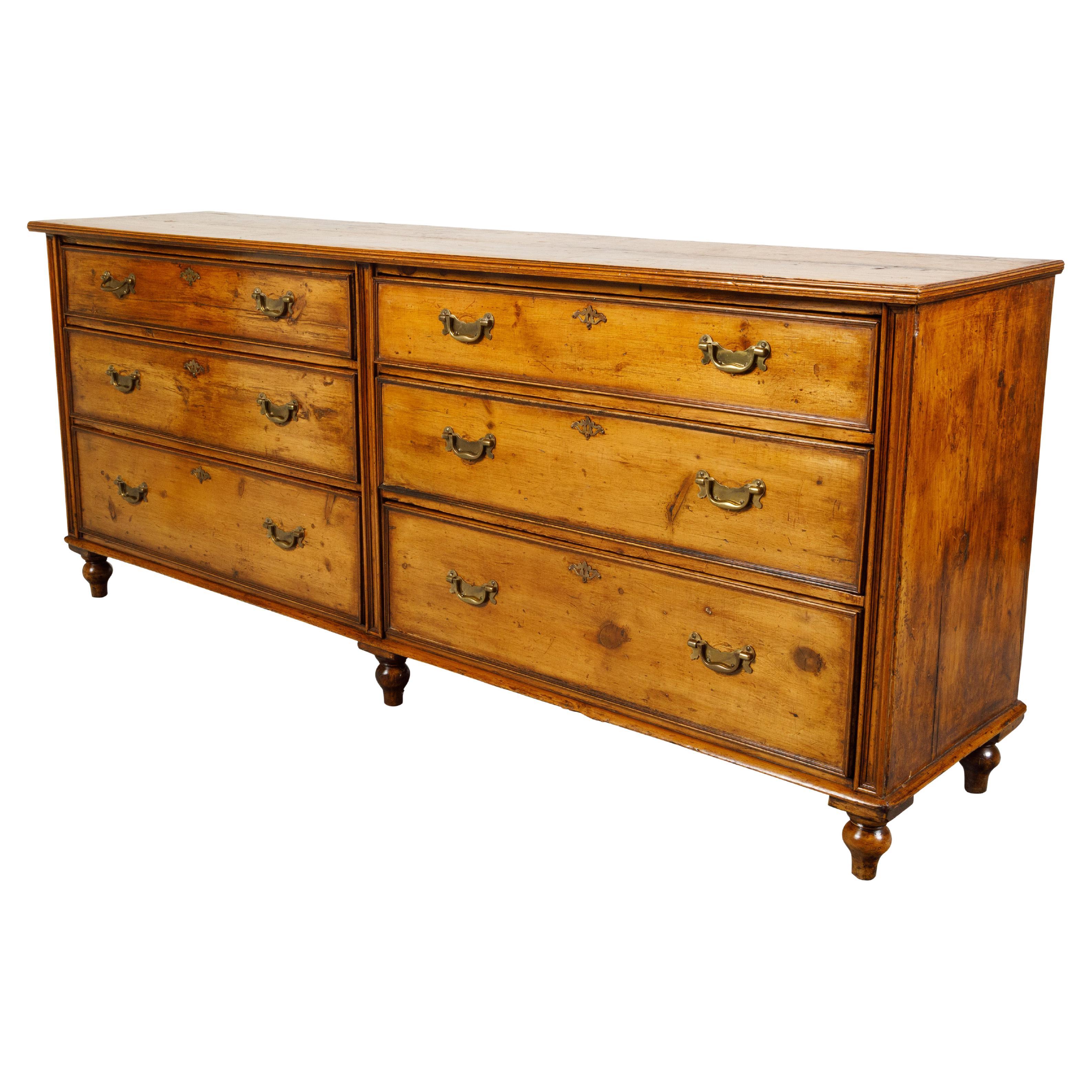 White Tall Dixie Campaign Dresser with Five Drawers and Brass Hardware