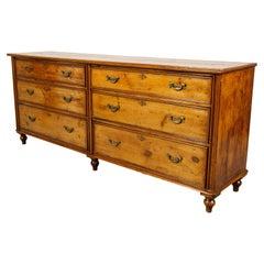 English 19th Century Pine Dresser with Six Graduated Drawers and Brass Hardware