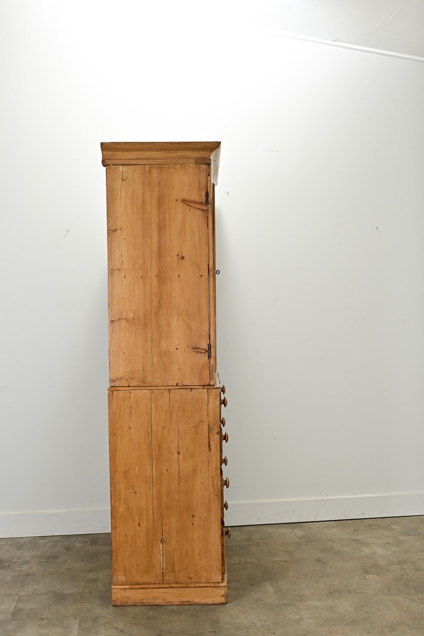 English 19th Century Pine Linen Press 6