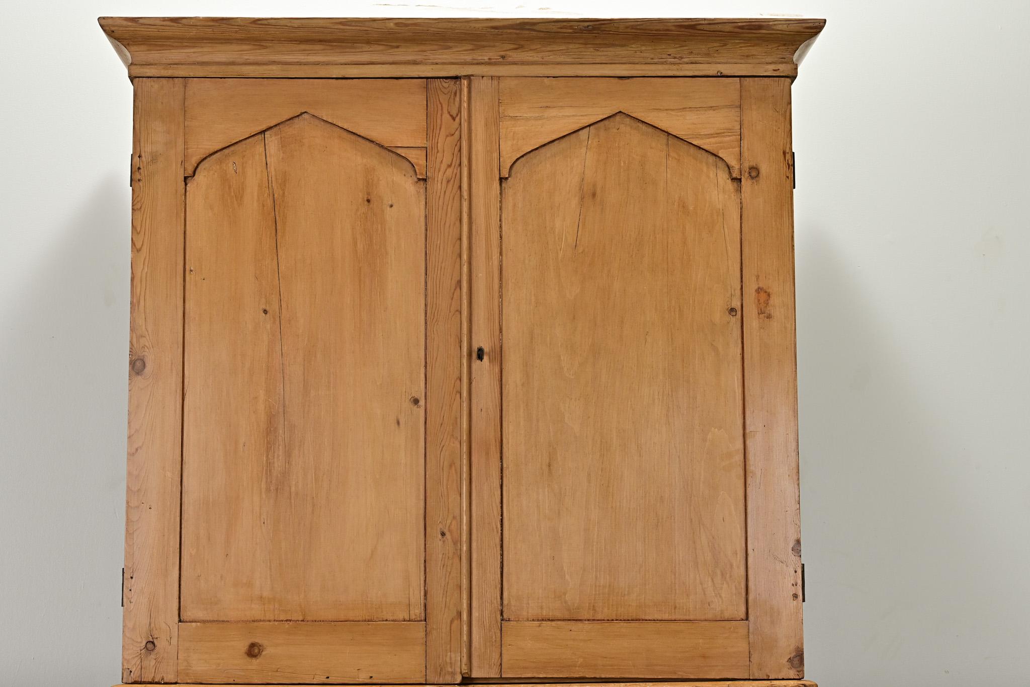 English 19th Century Pine Linen Press 1