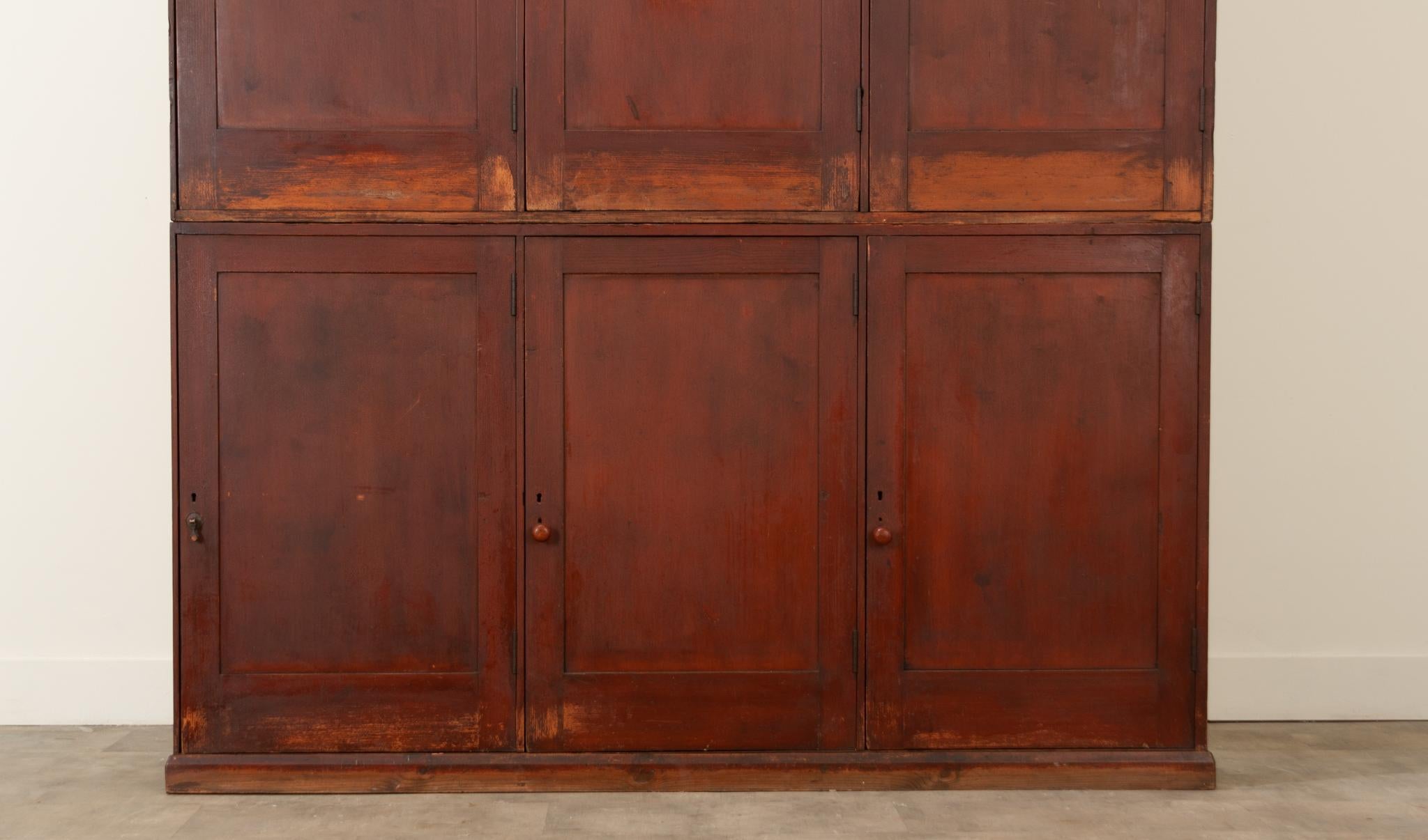 Hand-Carved English 19th Century Pine Painted Butler's Pantry For Sale