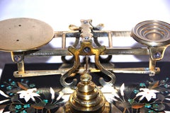 English 19th Century Postal Scale in Pietre Dure and Brass by S. Mordan, London