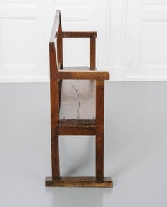 English 19th Century Primitive Bench with Sliding Side Table