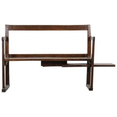 English 19th Century Primitive Bench with Sliding Side Table