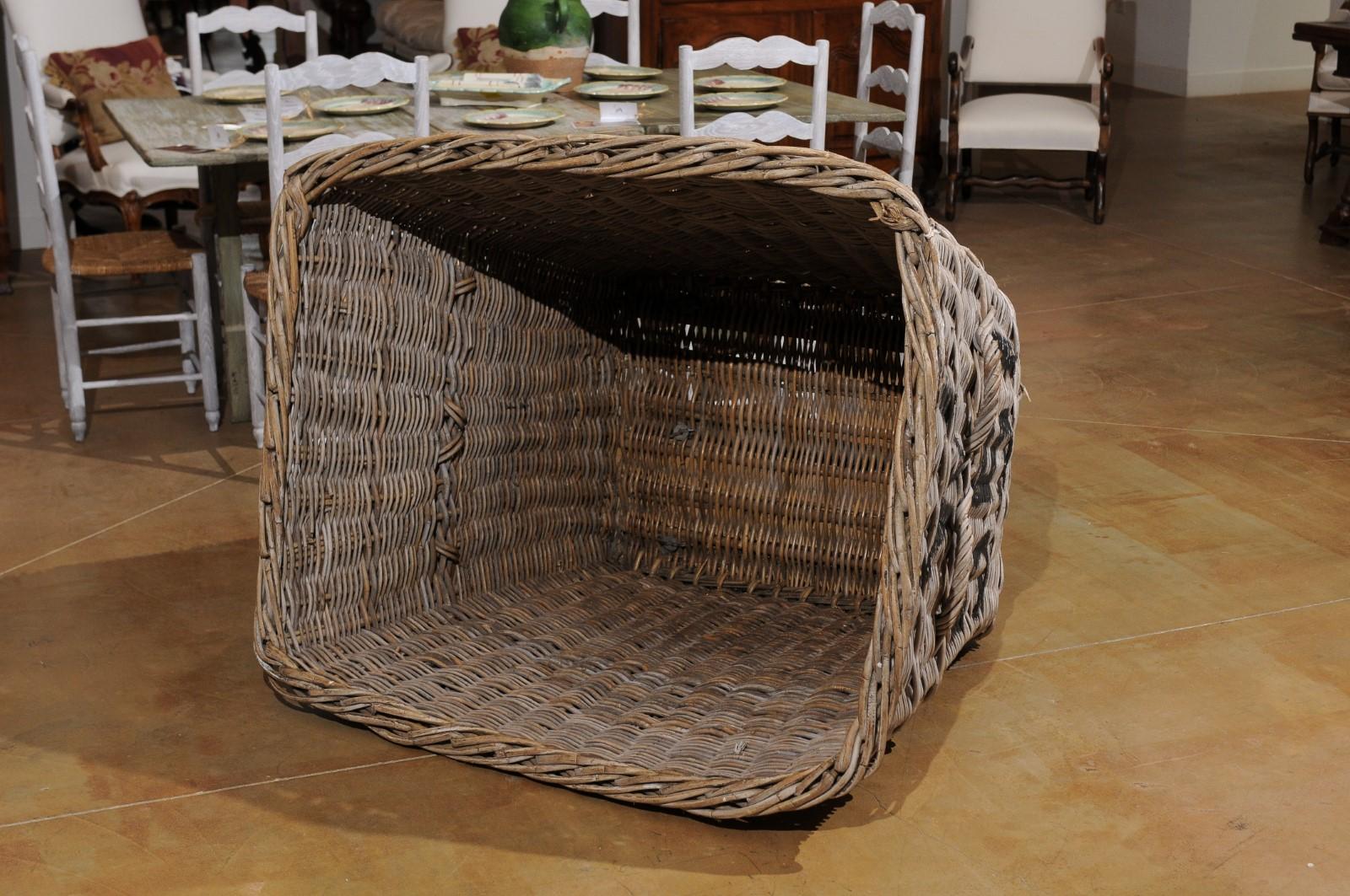 English 19th Century Reclaimed Wicker Mill Basket with Weathered Appearance 6