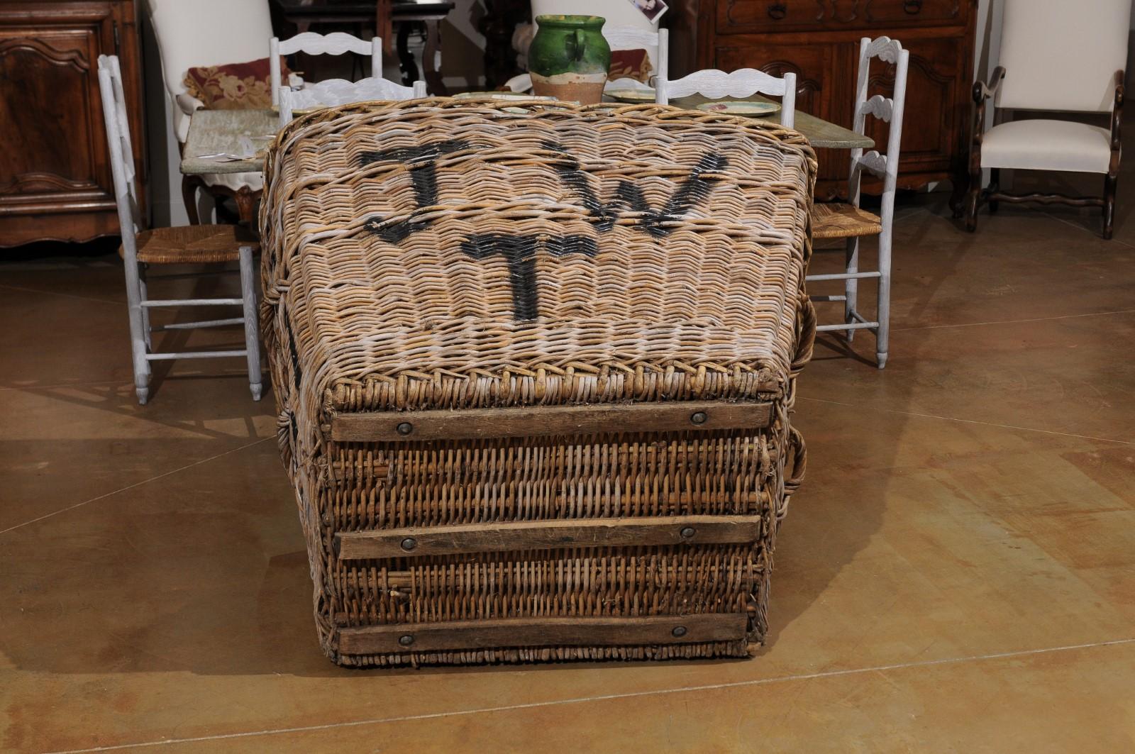 English 19th Century Reclaimed Wicker Mill Basket with Weathered Appearance 7