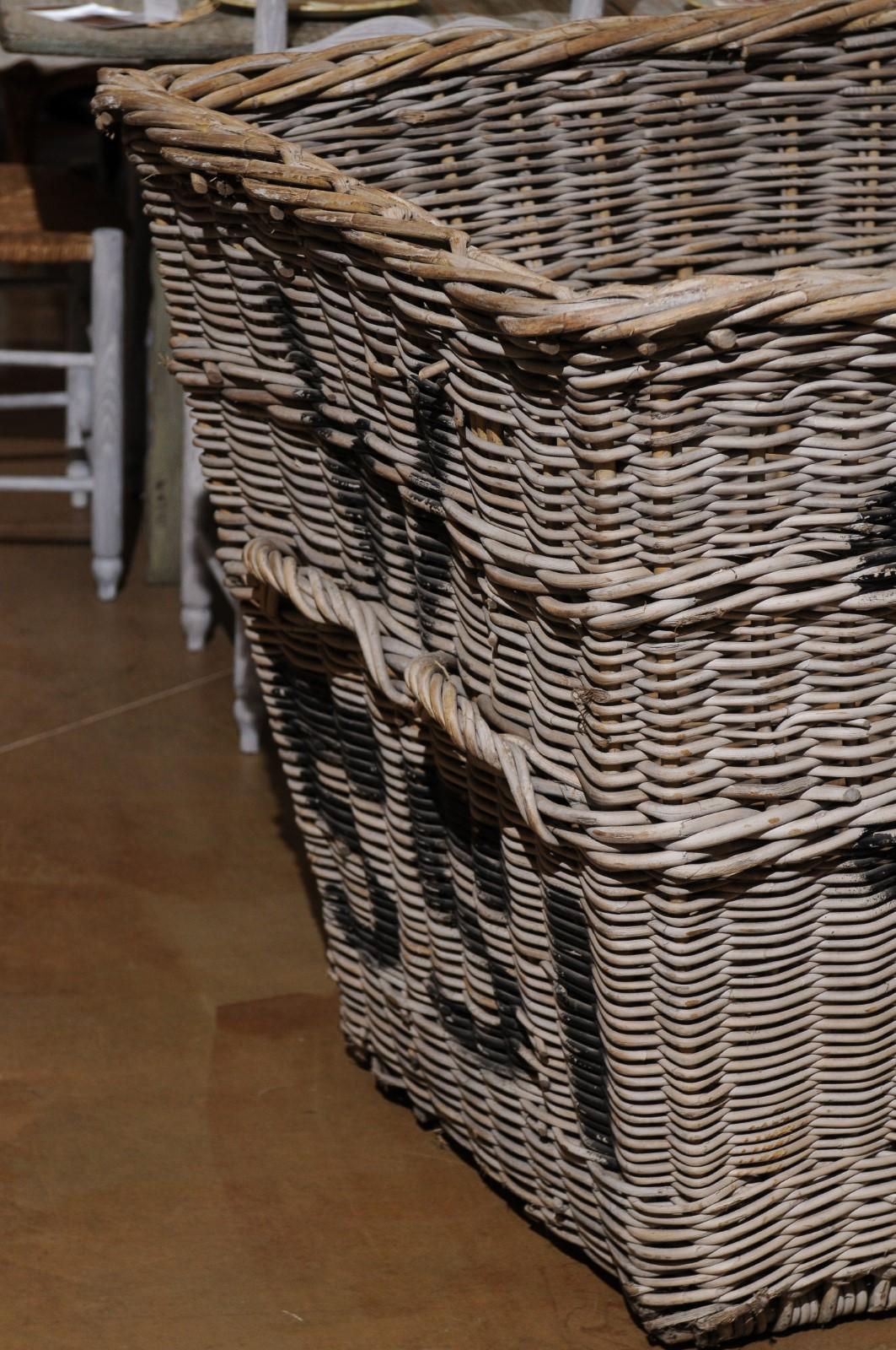 Rustic English 19th Century Reclaimed Wicker Mill Basket with Weathered Appearance