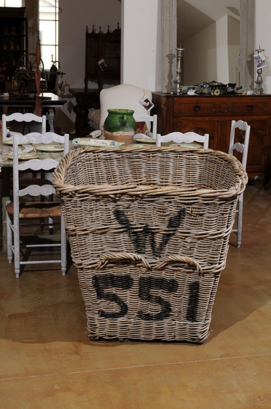 English 19th Century Reclaimed Wicker Mill Basket with Weathered Appearance In Good Condition In Atlanta, GA