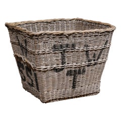 Antique English 19th Century Reclaimed Wicker Mill Basket with Weathered Appearance