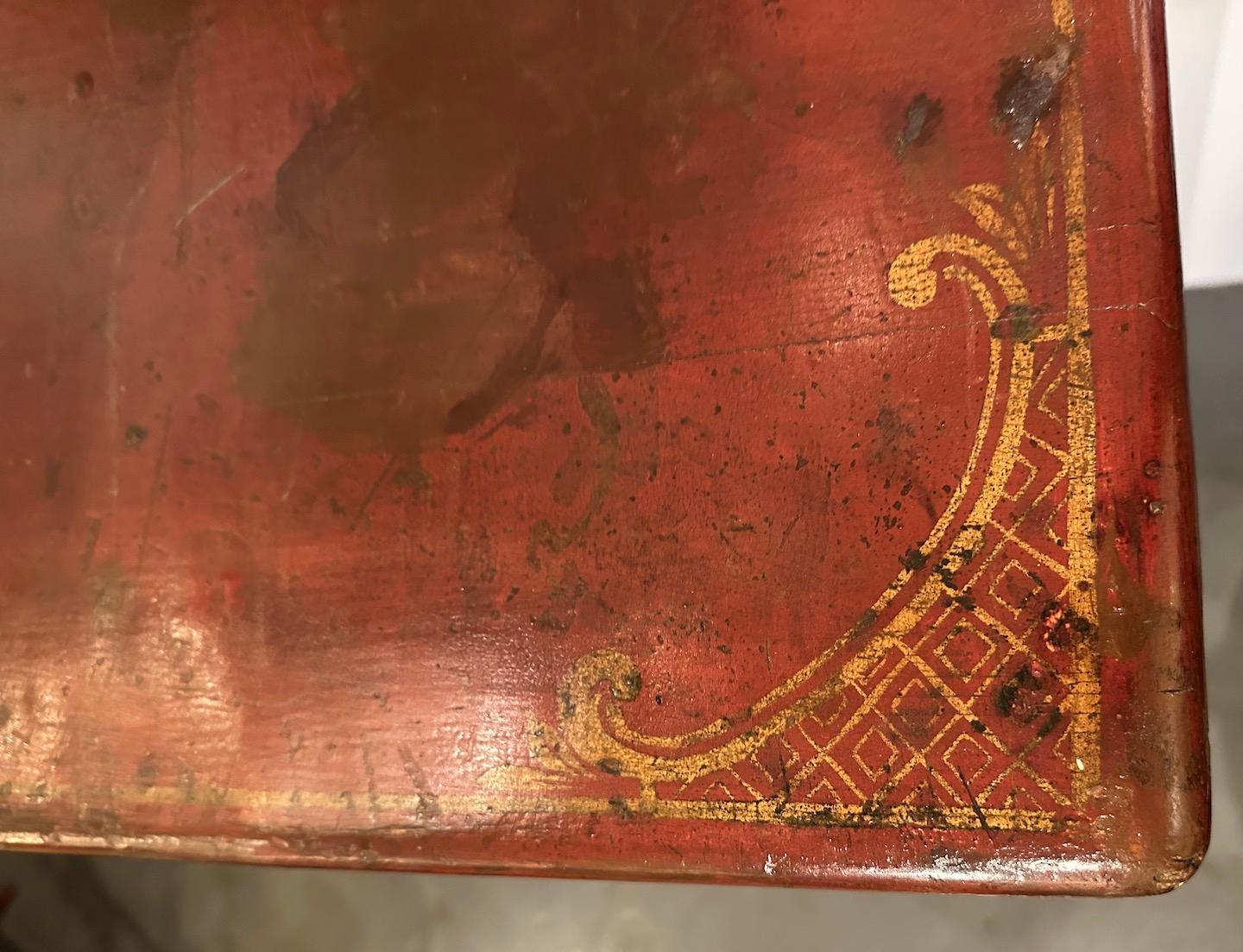 Bronze English 19th Century Red Chinoiserie Armoire For Sale