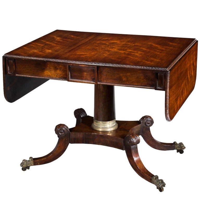 English 19th Century Regency Empire Style Padouk BrassMounted Sofa