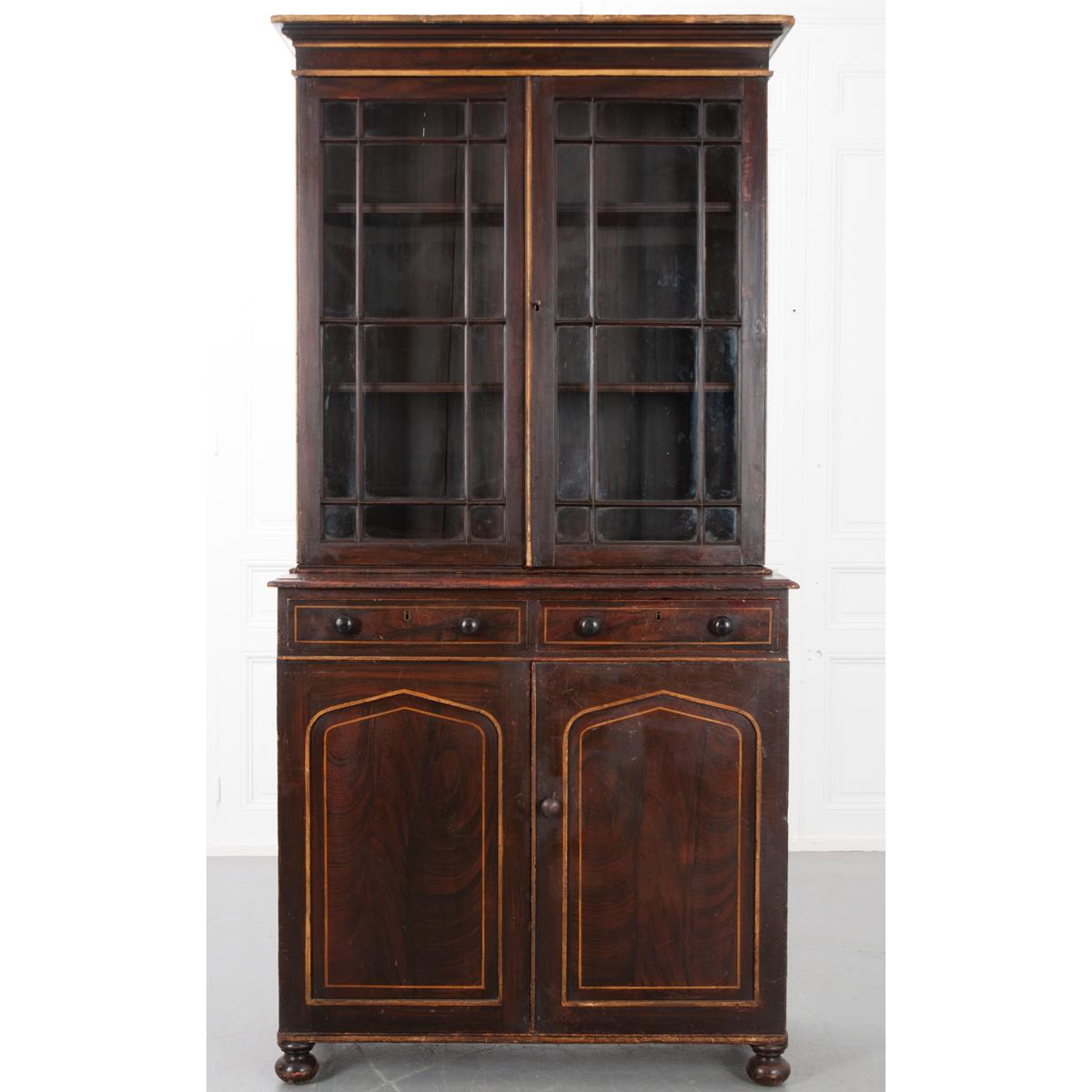 English 19th Century Regency Faux Bois Bookcase 3