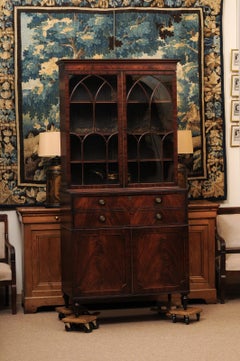 English 19th Century Regency Secretary Figured Mahogany