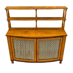 English 19th Century Regency St. Bow Front Birds Eye Maple Cabinet, Circa 1810