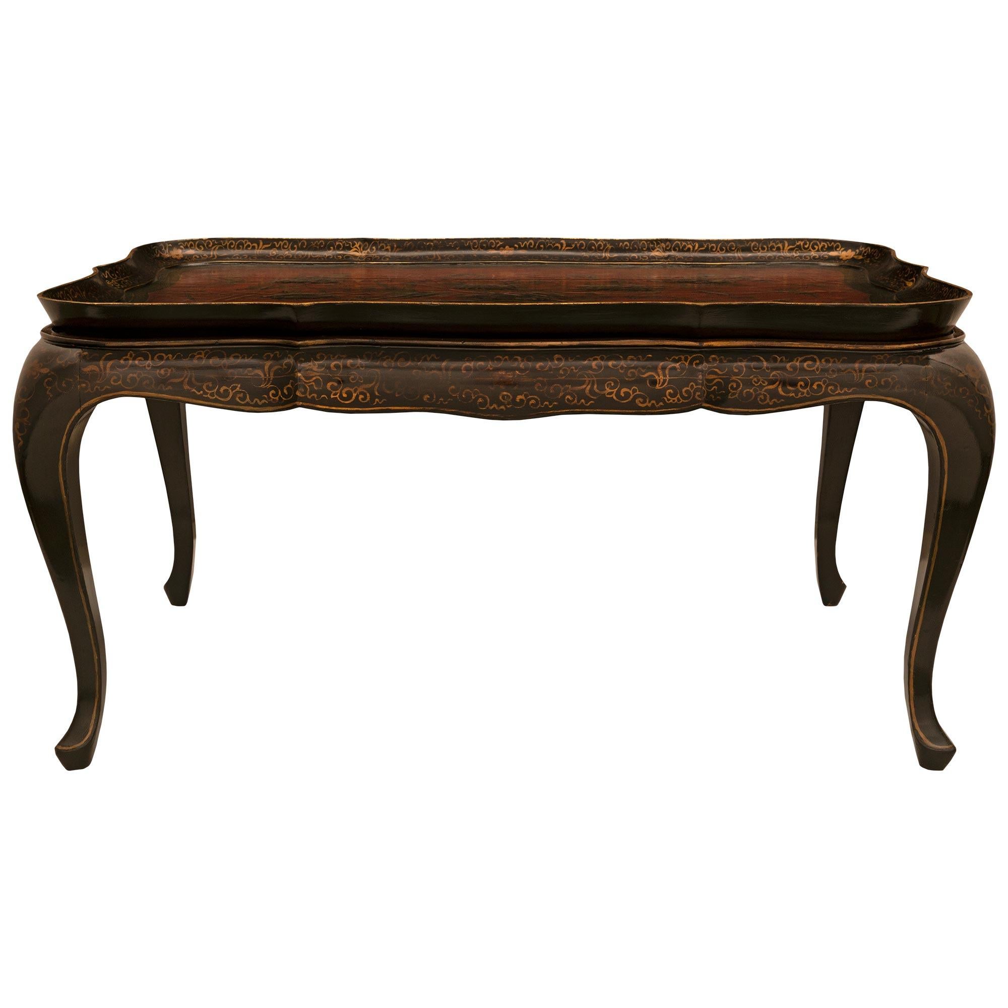 Table basse en laque de style Régence St. Chinoiserie anglaise du 19ème siècle en vente 2