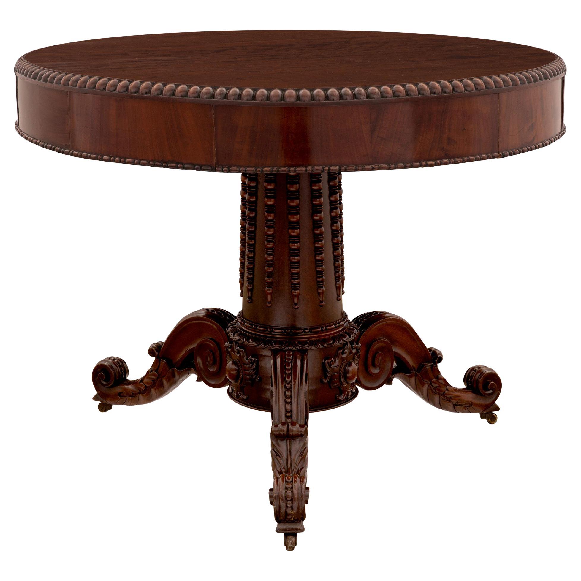 English 19th Century Regency St. Flamed Mahogany Center Table For Sale