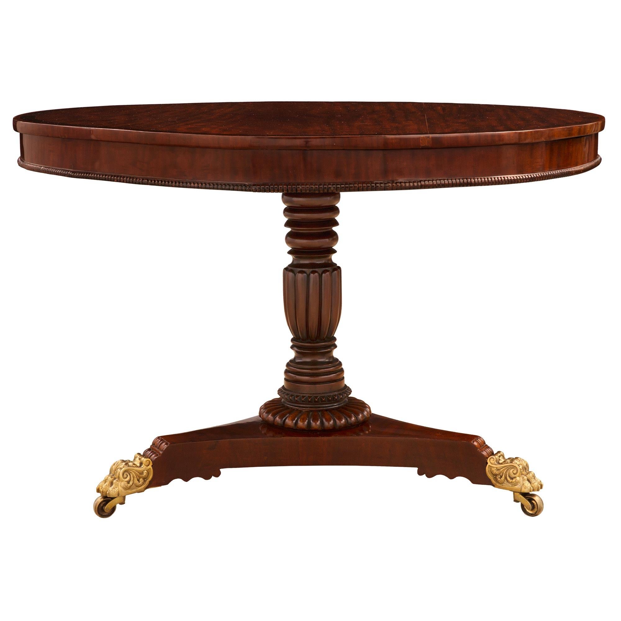 English 19th Century Regency Style Mahogany, Kingwood and Ormolu Center Table In Good Condition For Sale In West Palm Beach, FL