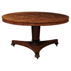 English 19th Century Rosewood Center Table with Beaded Egde and Pedestal Base an