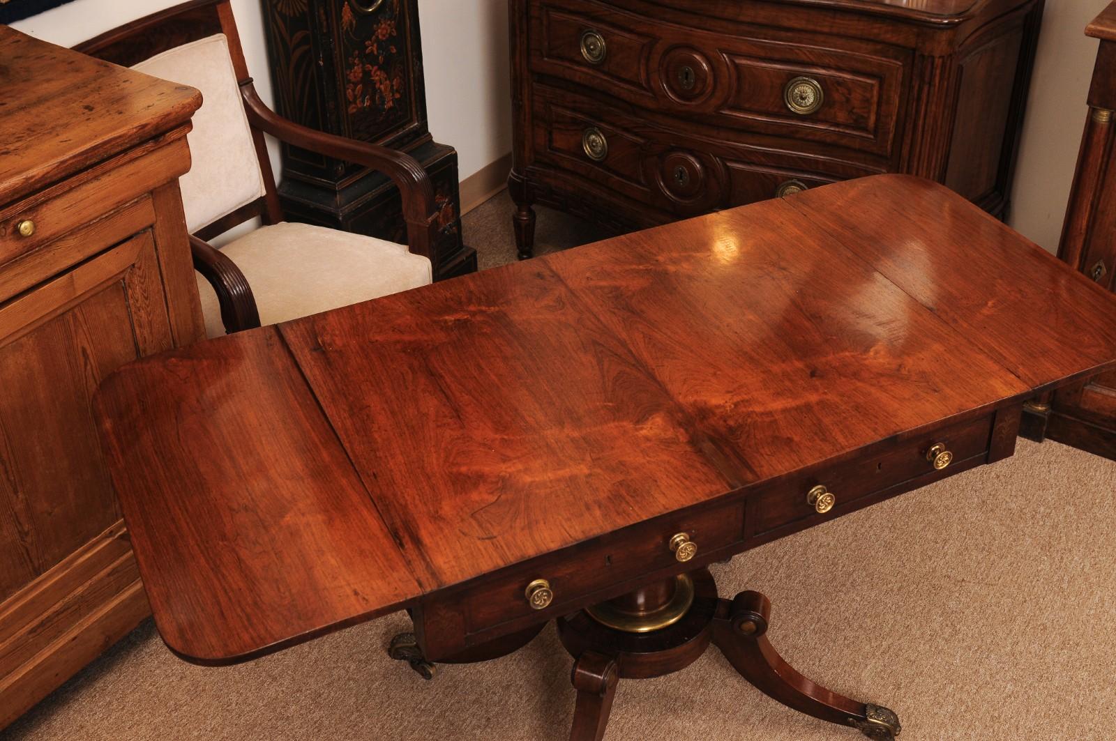 English 19th Century Rosewood Drop Leaf Sofa Table For Sale 7