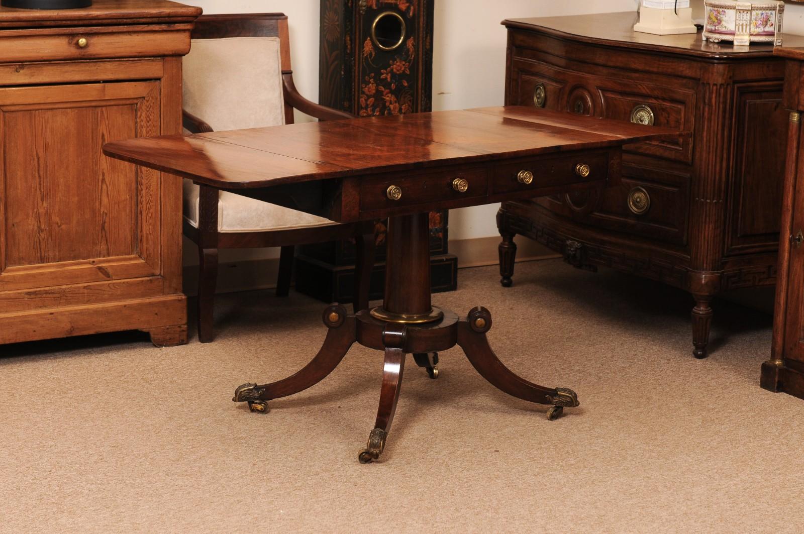 English 19th Century Rosewood Drop Leaf Sofa Table For Sale 8
