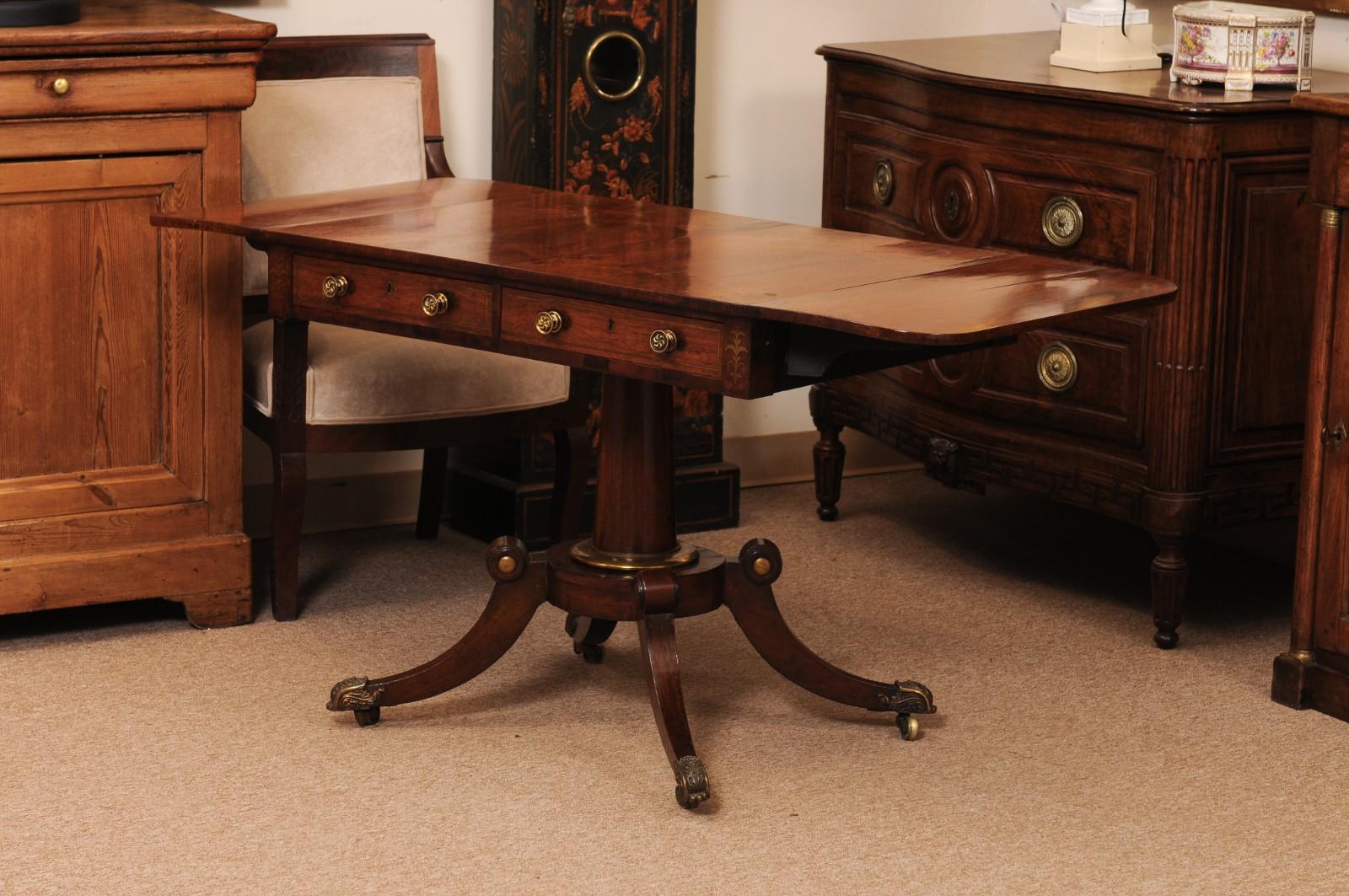 English 19th Century Rosewood Drop Leaf Sofa Table For Sale 10