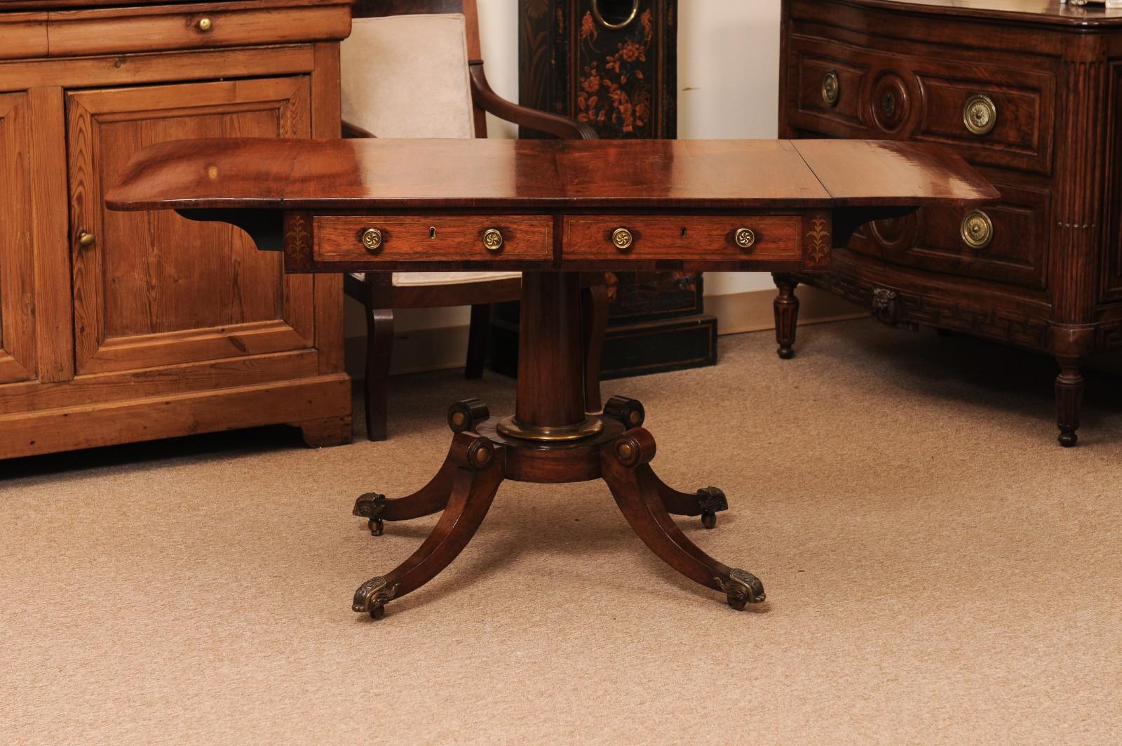 English 19th Century Rosewood Drop Leaf Sofa Table For Sale 11