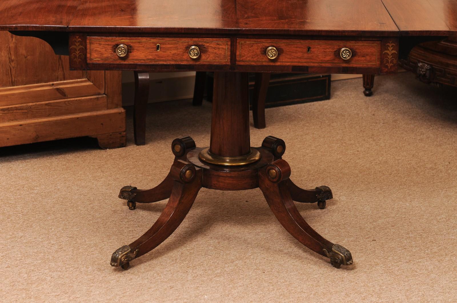 English 19th Century Rosewood Drop Leaf Sofa Table For Sale 12