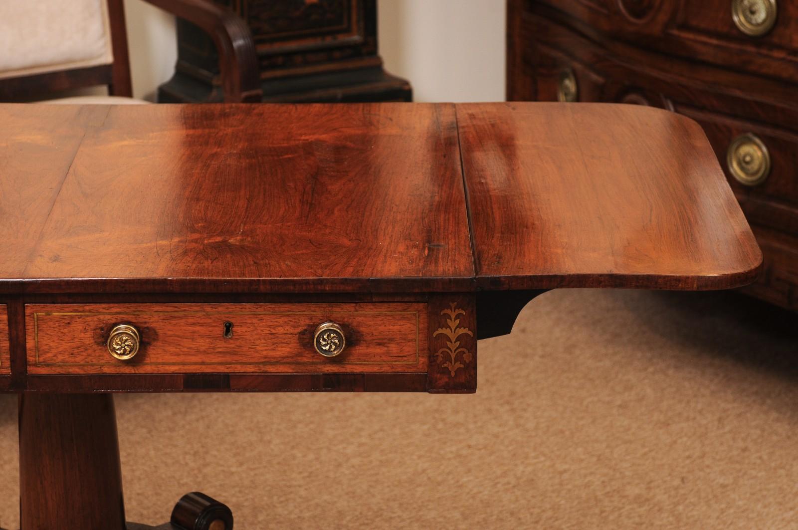 English 19th Century Rosewood Drop Leaf Sofa Table For Sale 13