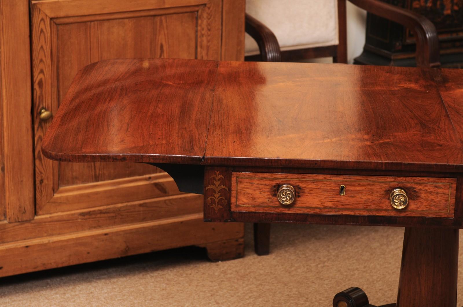English 19th Century Rosewood Drop Leaf Sofa Table For Sale 14