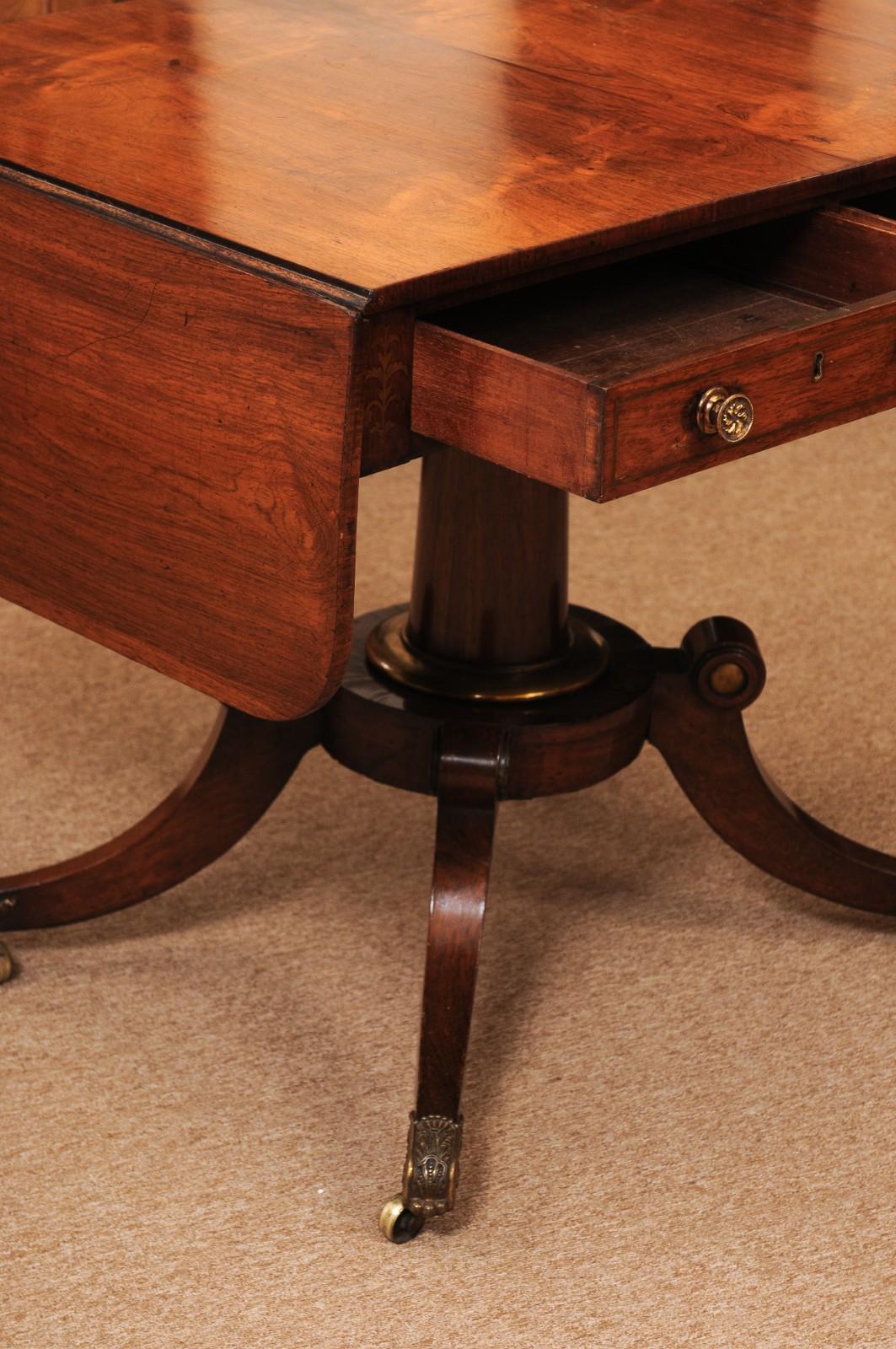 English 19th Century Rosewood Drop Leaf Sofa Table For Sale 1