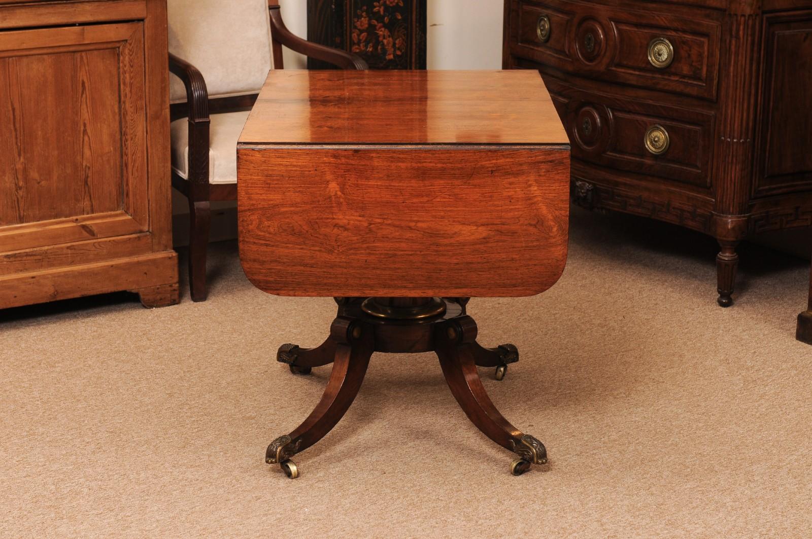 English 19th Century Rosewood Drop Leaf Sofa Table For Sale 4