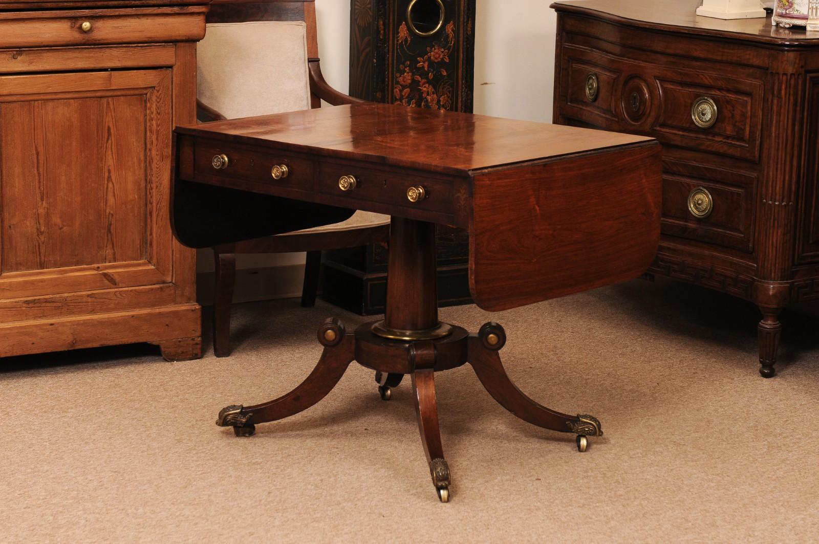 English 19th Century Rosewood Drop Leaf Sofa Table For Sale 5