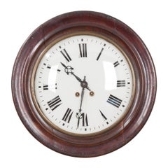 Antique English 19th Century Round Oak Wall Clock