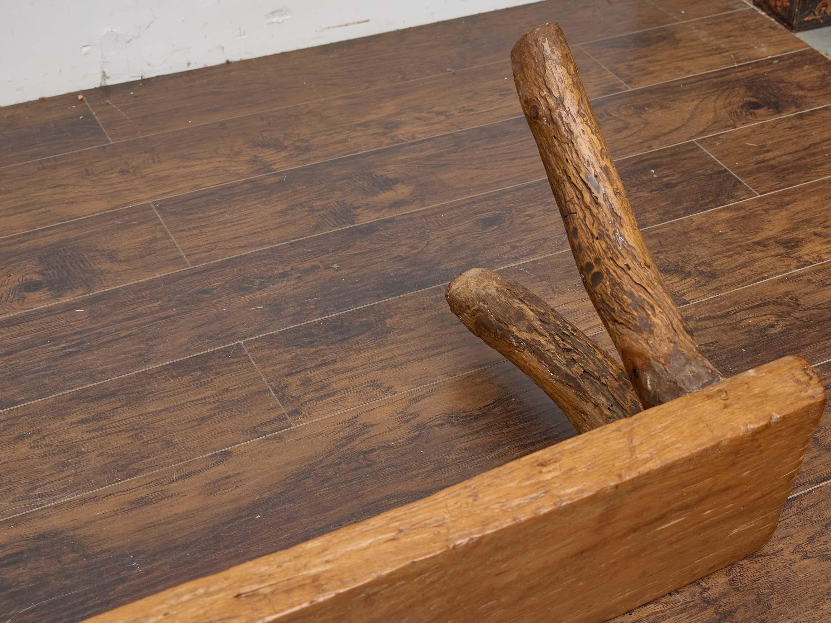 English 19th Century Rustic Elm Bench with Branch-Form Legs For Sale 10
