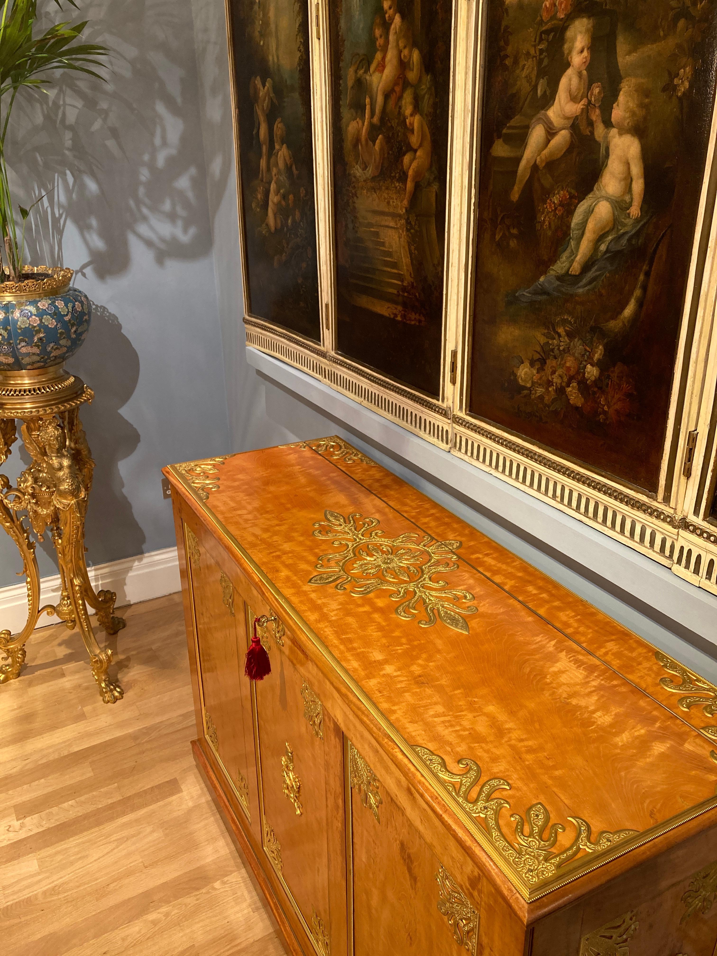 Brass English 19th Century Satinwood and Ormolu Folio Cabinet with Expandable Easel For Sale