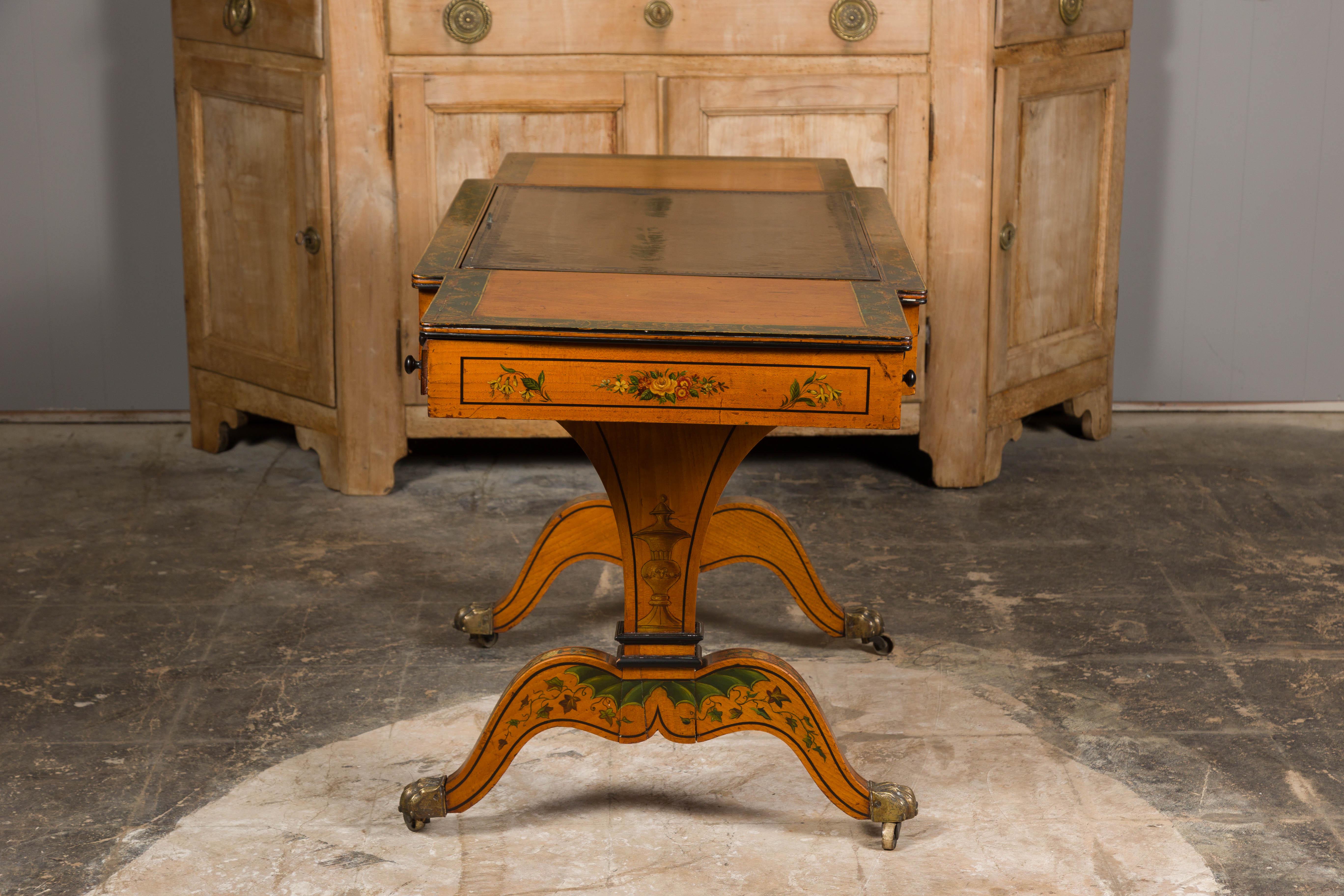 English 19th Century Satinwood Table with Tilt Top Writing Area and Checkerboard For Sale 10