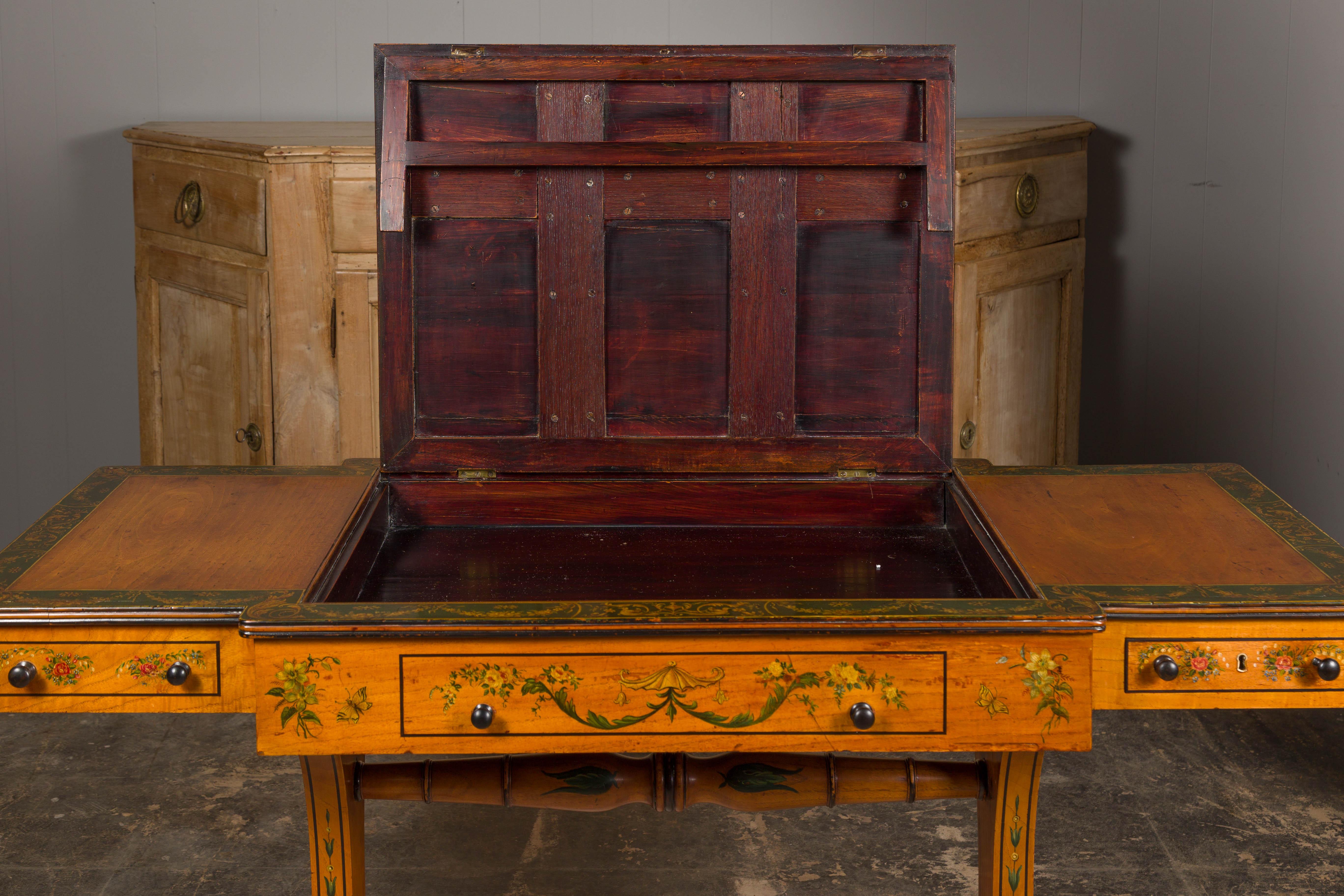 English 19th Century Satinwood Table with Tilt Top Writing Area and Checkerboard For Sale 14