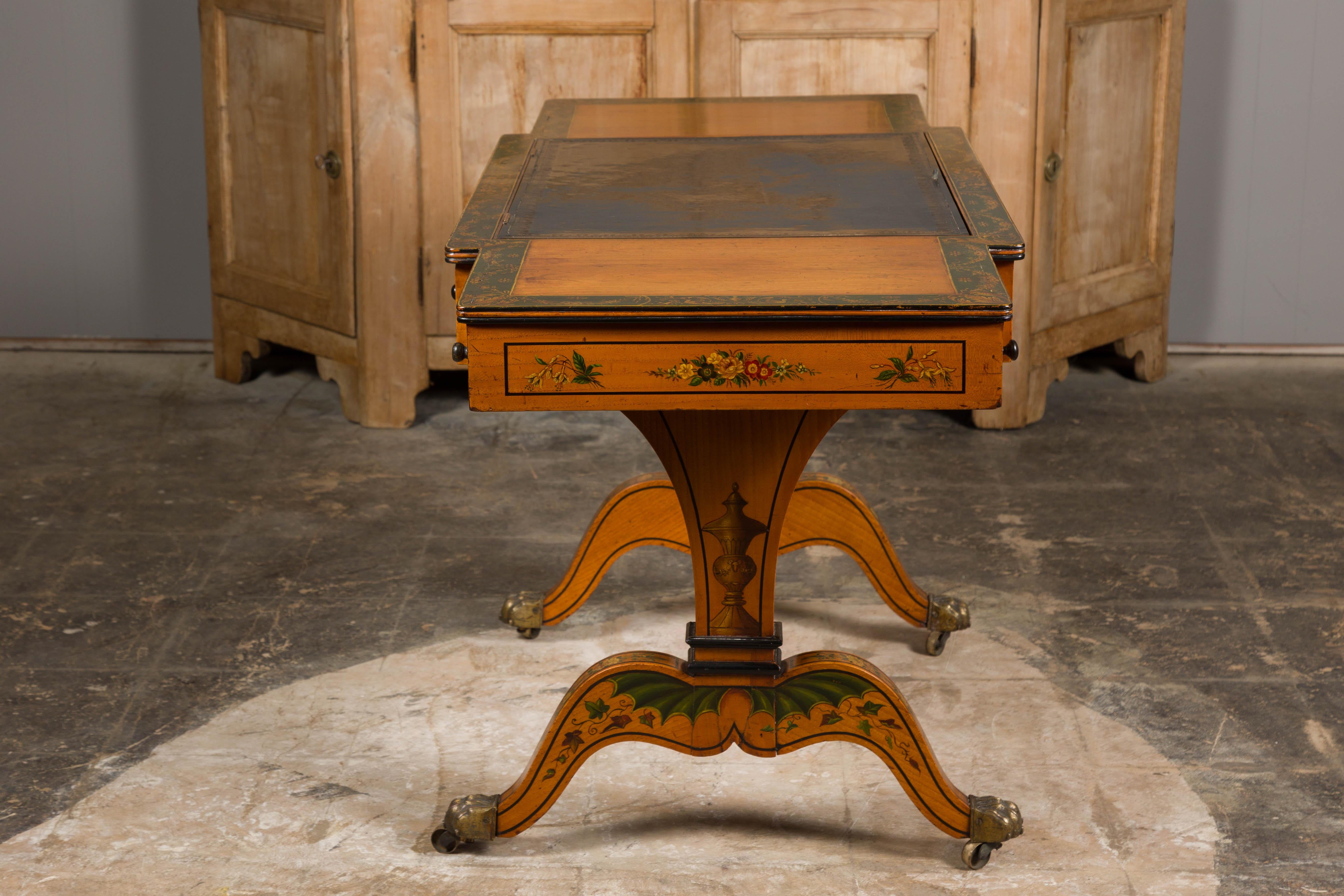 English 19th Century Satinwood Table with Tilt Top Writing Area and Checkerboard For Sale 15