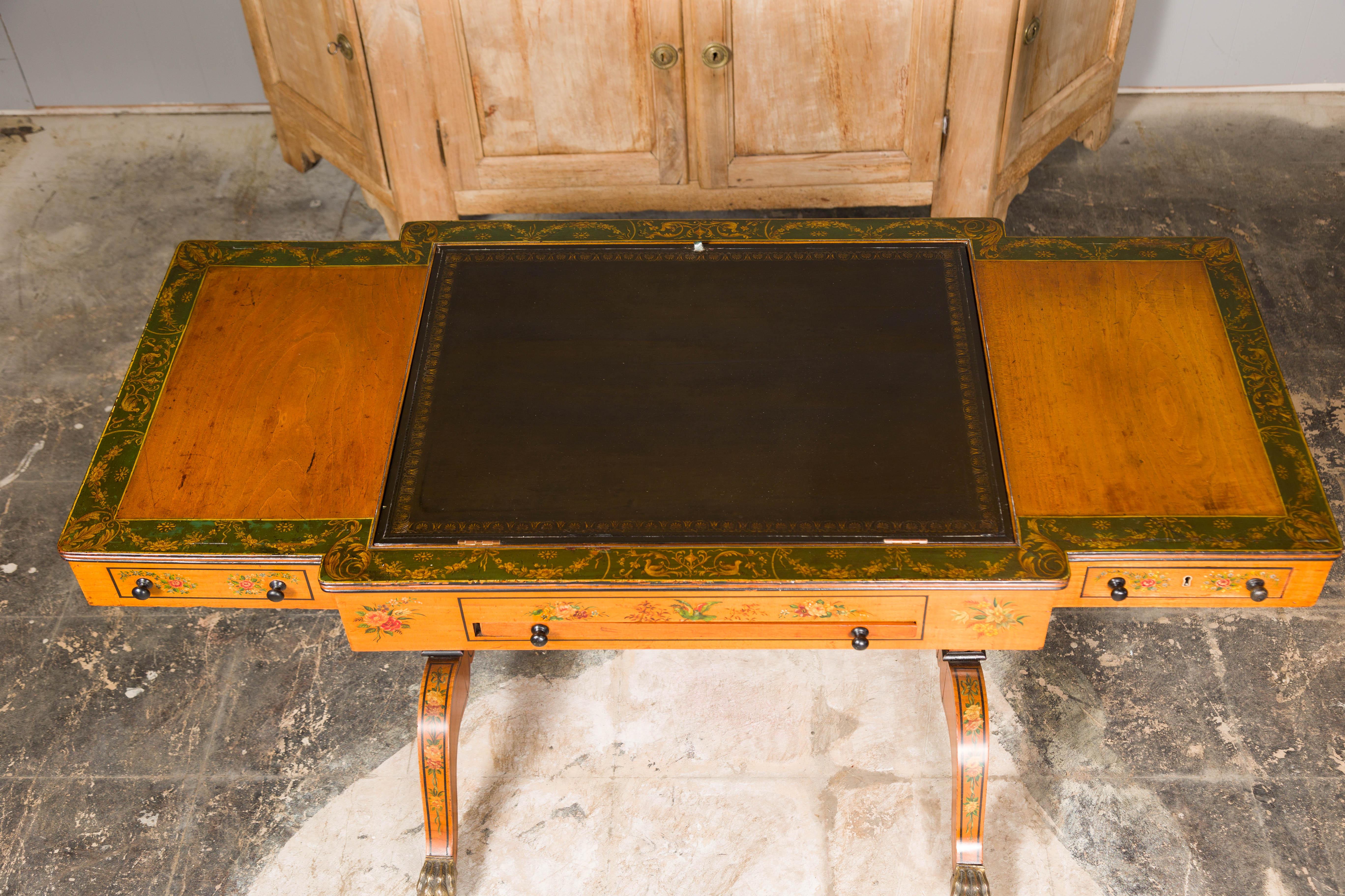 English 19th Century Satinwood Table with Tilt Top Writing Area and Checkerboard For Sale 3