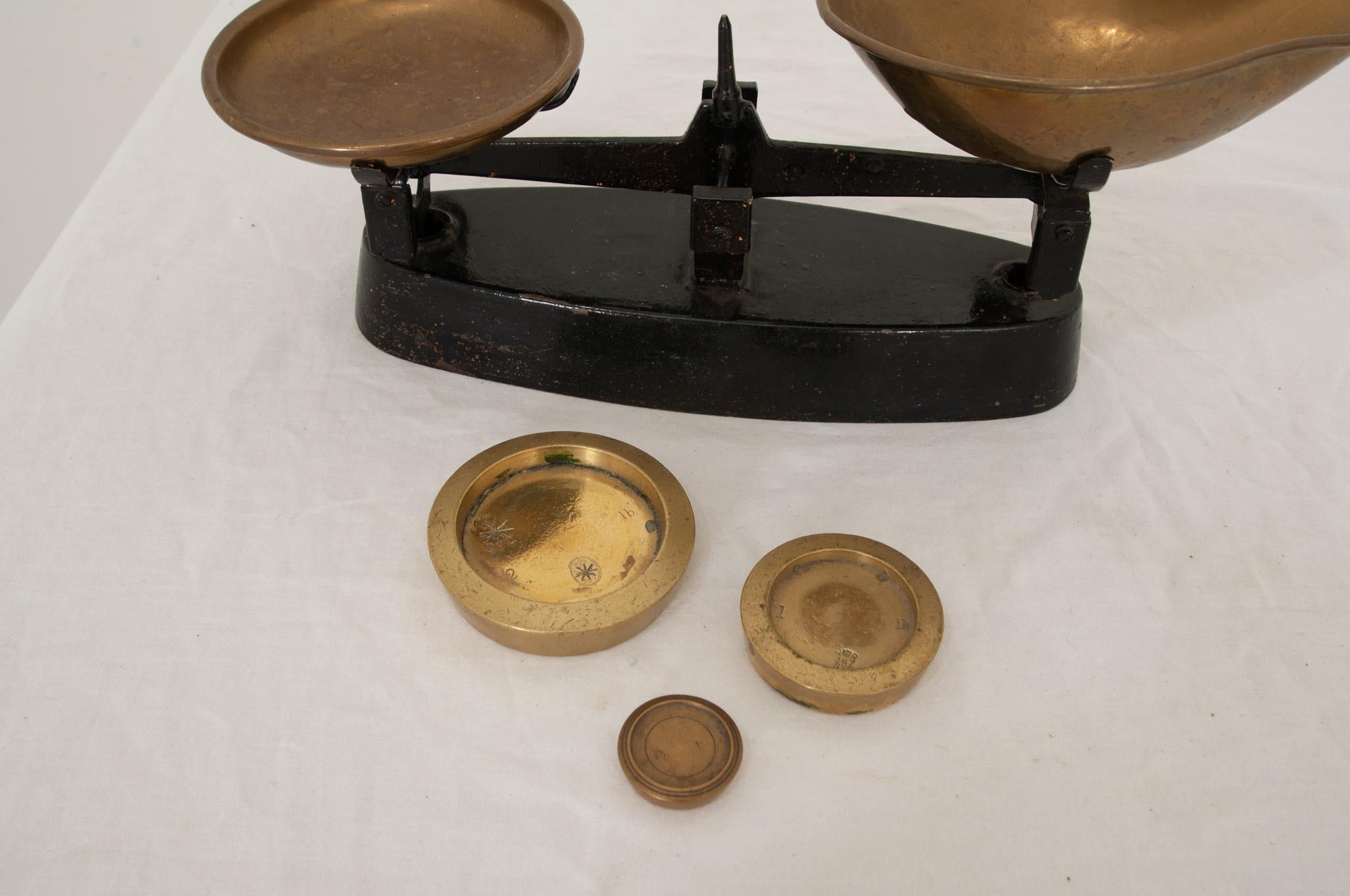 Brass English 19th Century Scale and Weights
