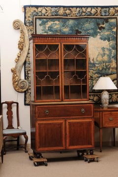 English 19th Century Secretary Bookcase in Mahogany