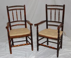 English 19th Century Set of Eight Dales Lancashire Spindleback Dining Chairs