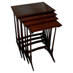 English 19th Century Set of Four Mahogany Nesting Tables