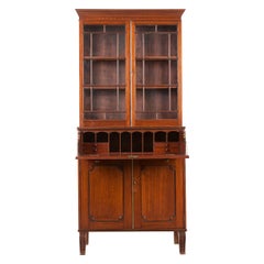 Antique English 19th Century Sheraton Bookcase Secretary
