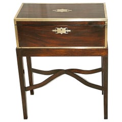 English 19th Century Ship Captain's Brass Bound Writing Box on Bespoke Stand