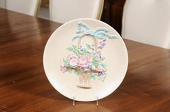 English 19th Century Signed Clarice Cliff Porcelain Plate with Floral Basket