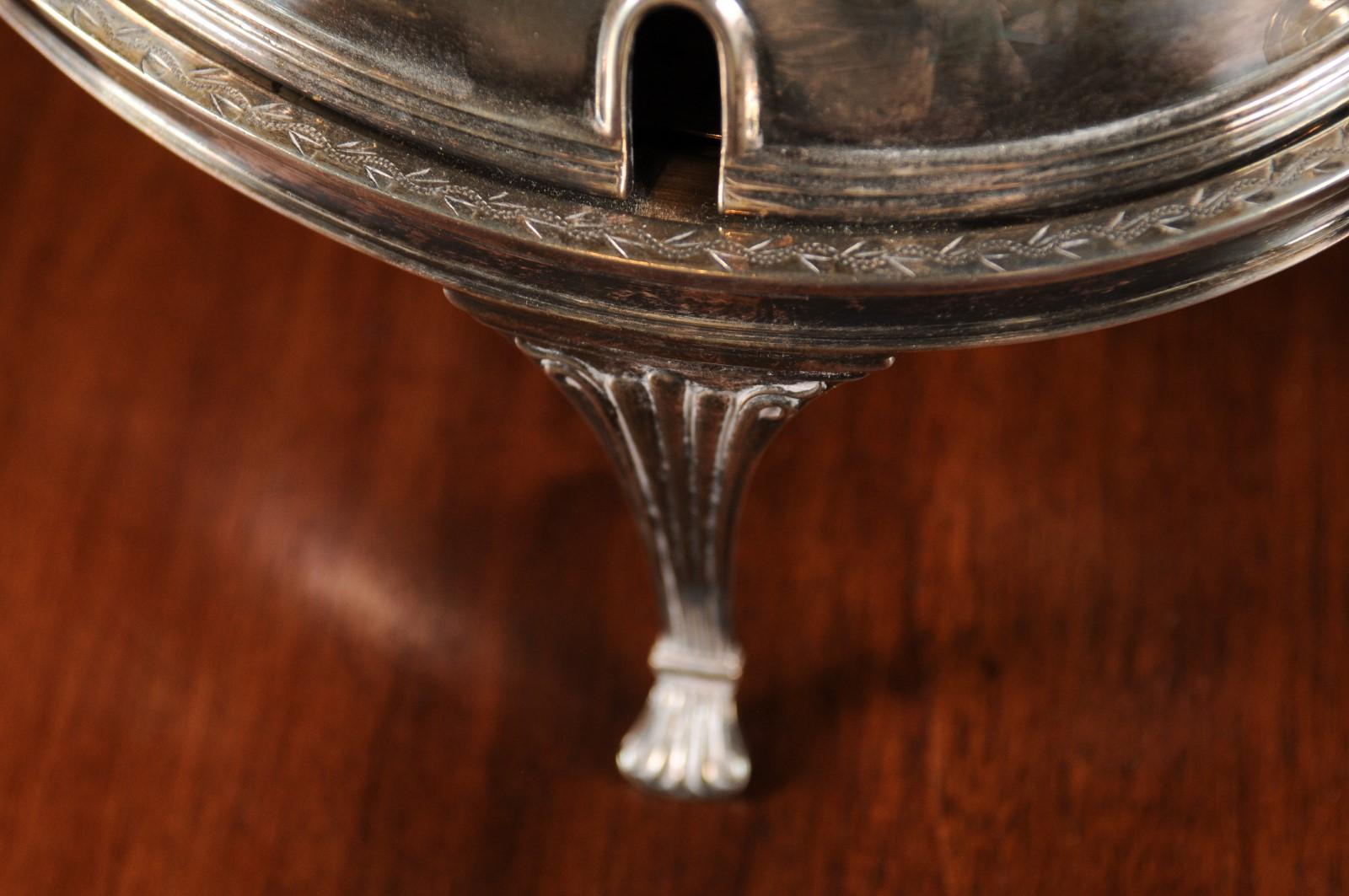 English 19th Century Silver Plated Food Warmer with Cabriole Legs and Paw Feet 7