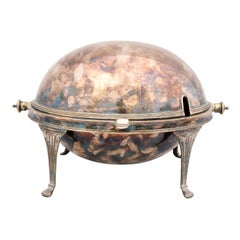 English 19th Century Silver Plated Food Warmer with Cabriole Legs and Paw Feet